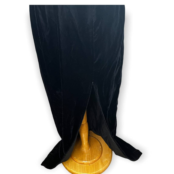 Vintage 90s L.A. Glo Black Velvet Cocktail Formal Sexy Slit Dress Large 11/12 - Picture 5 of 7